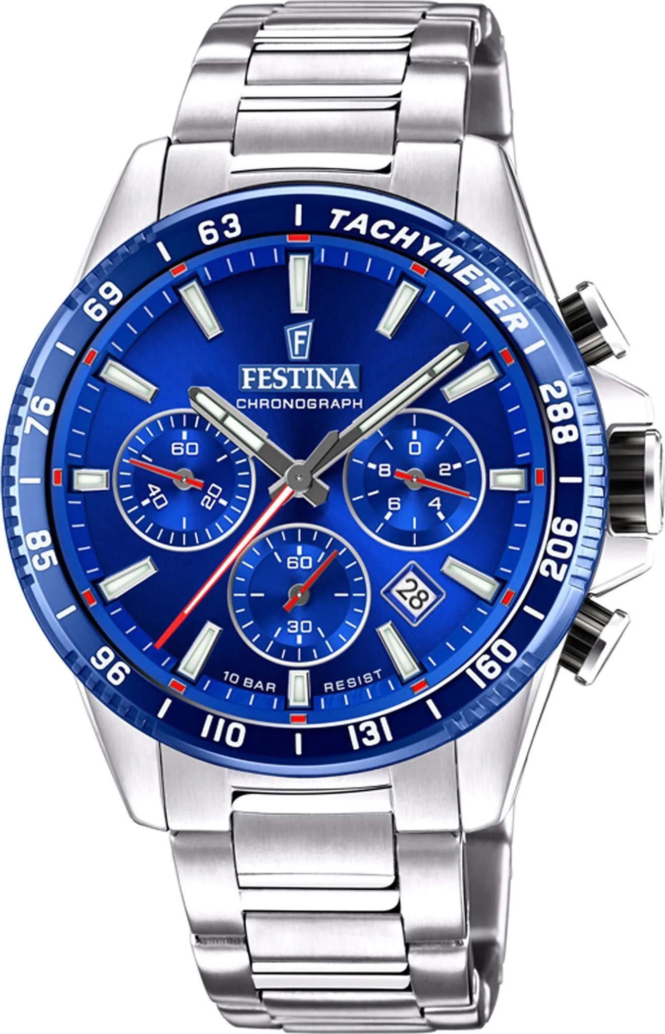 Festina Herrenarmbanduhr F20560/3 Edelstahl blau/rot