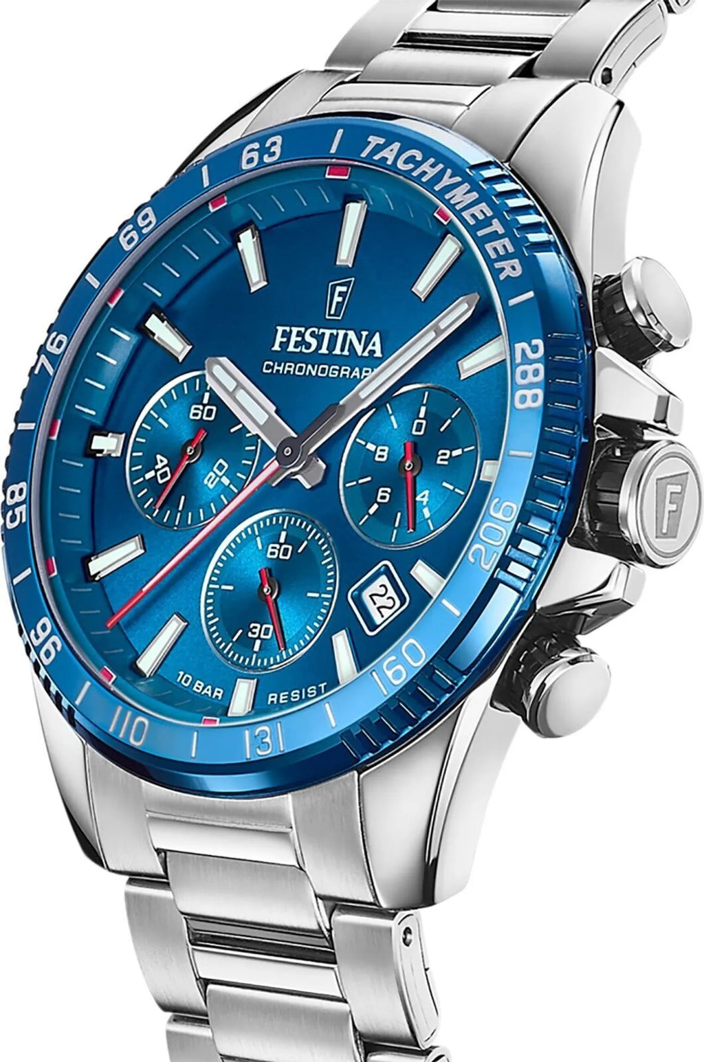 Festina Herrenarmbanduhr F20560/3 Edelstahl blau/rot