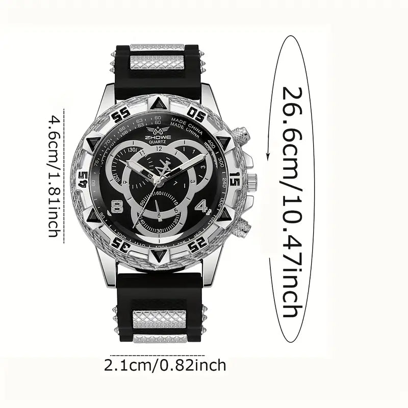 5er Männer-Stainless-Steel-Strap-Fashion-Business-Style-Quartz-Uhr,