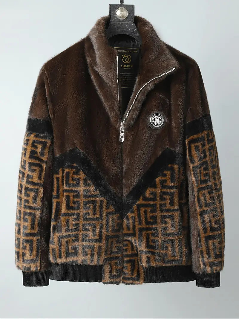Herren Winter Cozy Faux Fur Jacket mit Reißverschluss