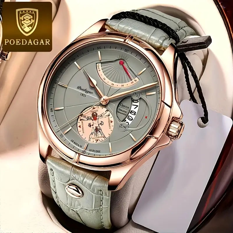 POEDAGAR Herren Casual Business Quartz Uhr mit Kalender, wasserdicht
