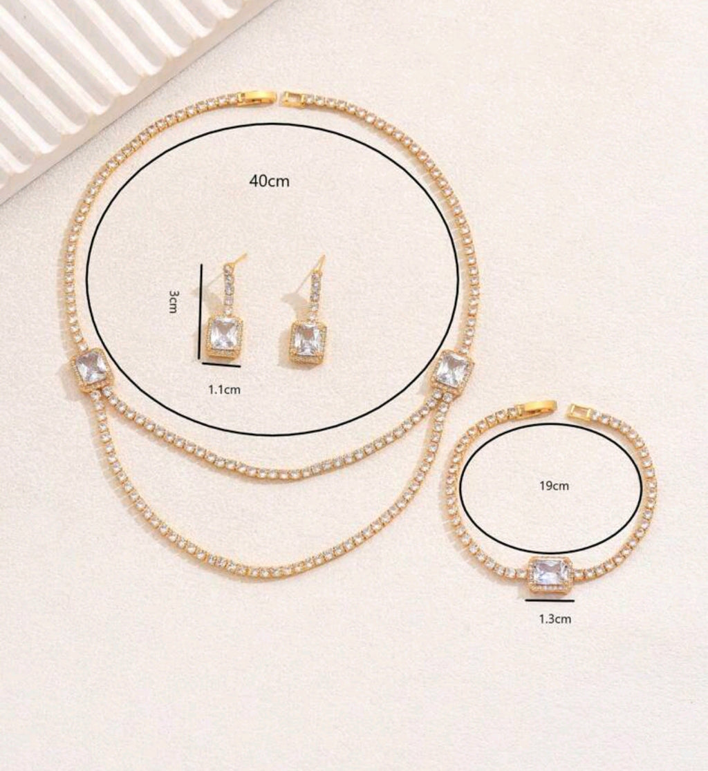 4 Stücke Schmuckset mit kubischem Zirkonia