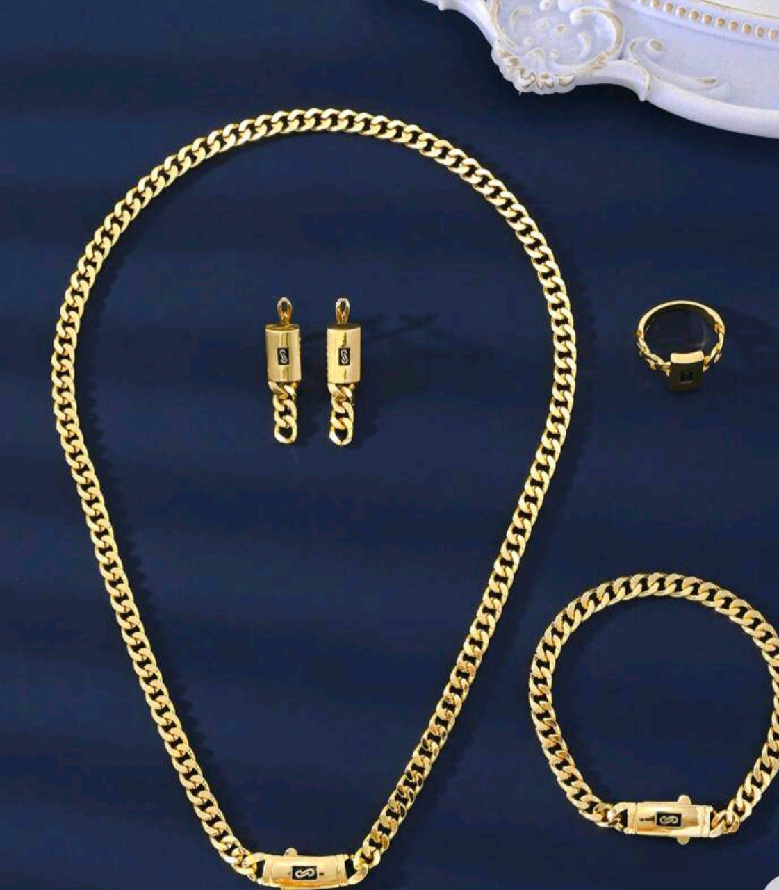 5 Stücke/Set modischer 18k Gold Zirkonia Ohrringe, Halskette, Ring, Armband