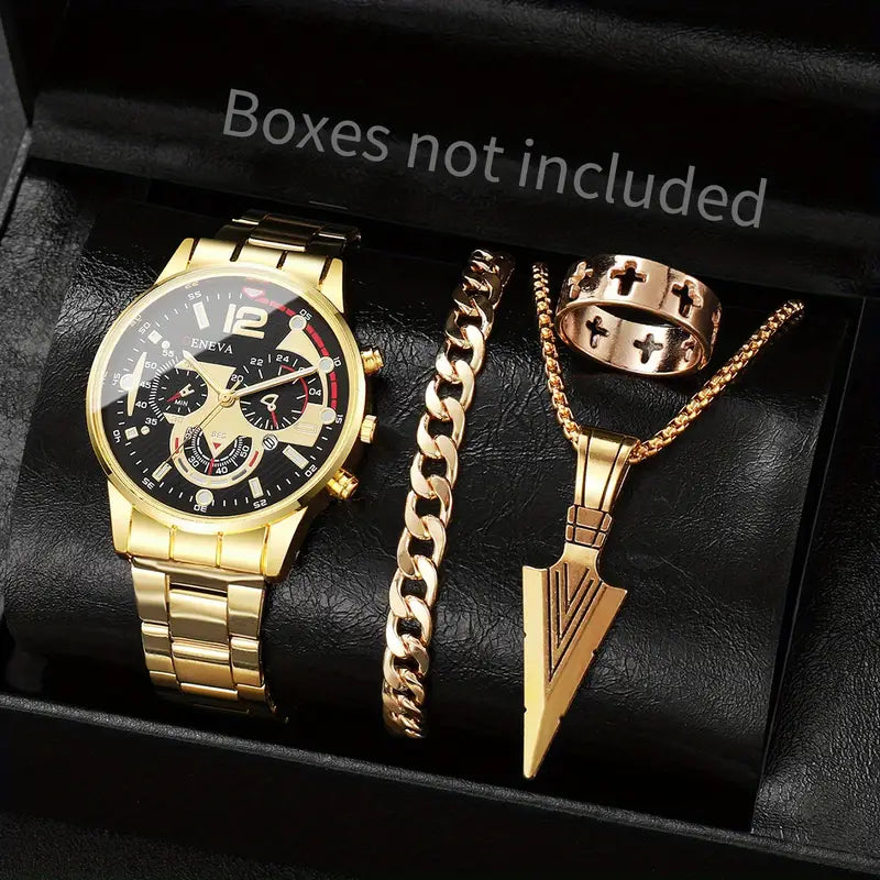 4er-Set Mode Herren Business Uhren Casual Quarzuhr