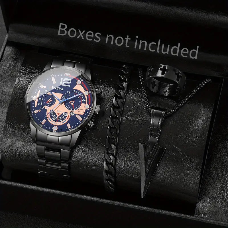 4er-Set Mode Herren Business Uhren Casual Quarzuhr