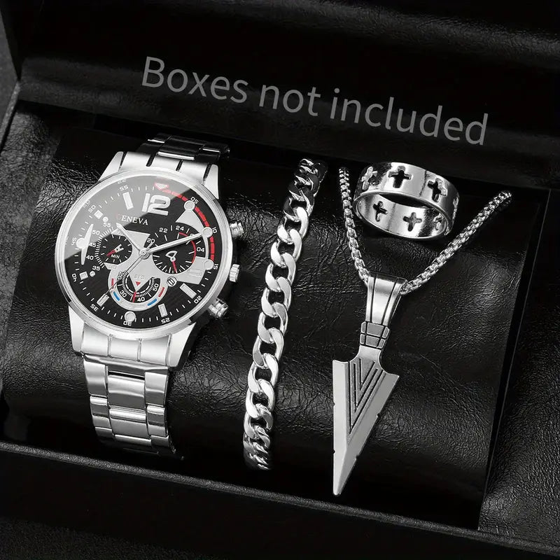 4er-Set Mode Herren Business Uhren Casual Quarzuhr
